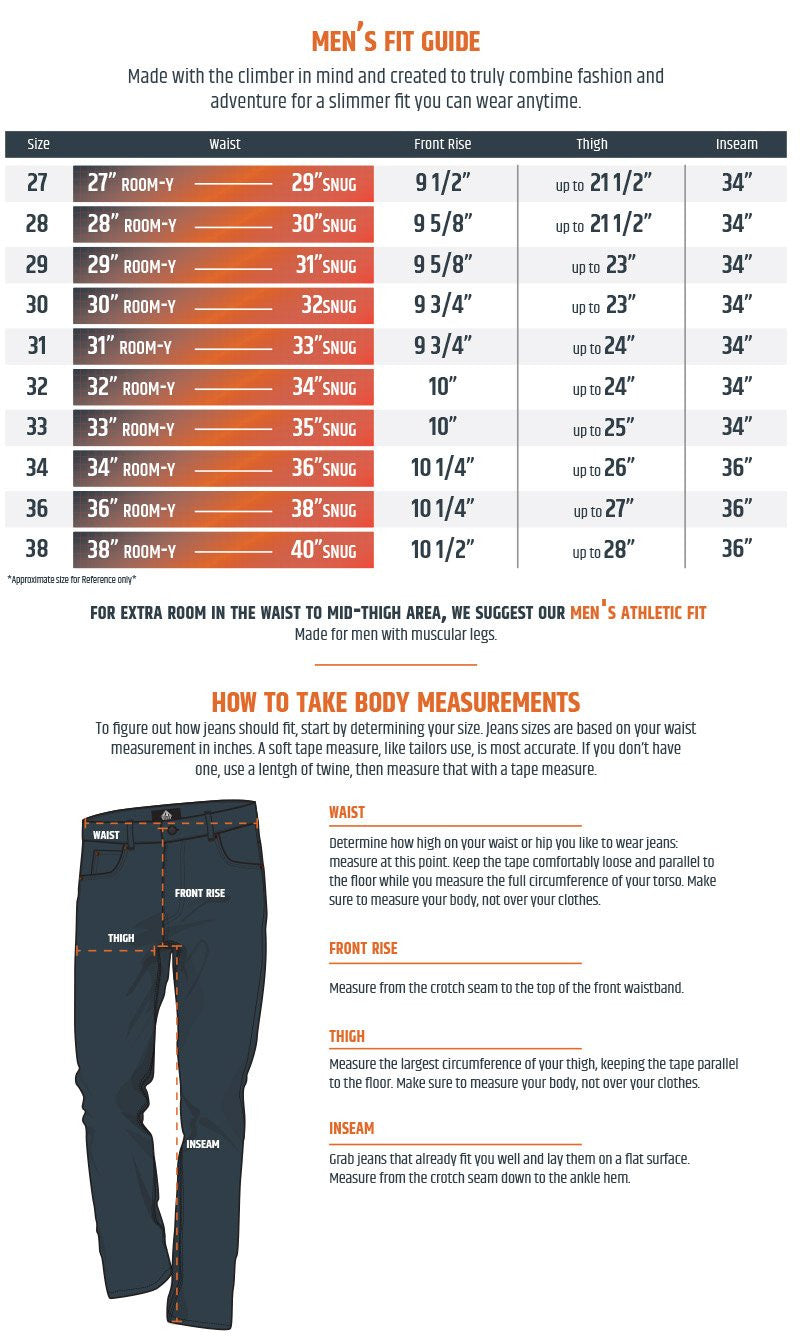 Jeans Size Chart Men