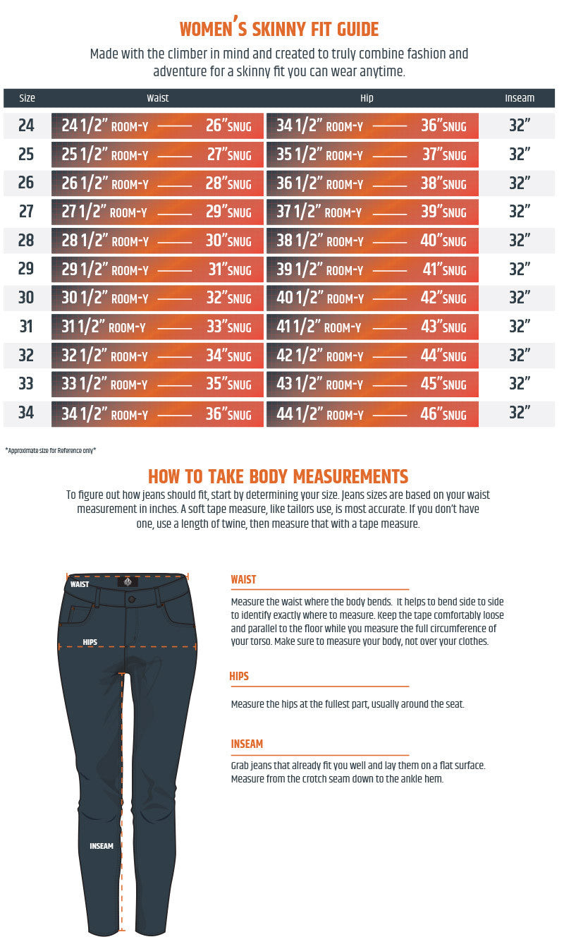 Us Size Chart Women S Jeans
