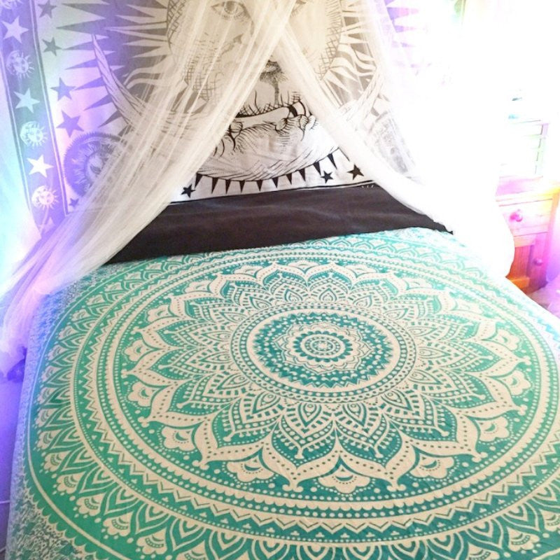 Soft Ombre Green Bohemian Mandala Tapestry Wall Hanging Boho Decor Dorm Free Shipping