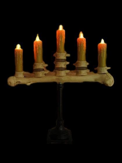 Skeleteen Animated Halloween Candelabra Decoration - Creepy Gothic Haunted  Mansion Black Skull Floating Candle Holder Party Decorations Prop 