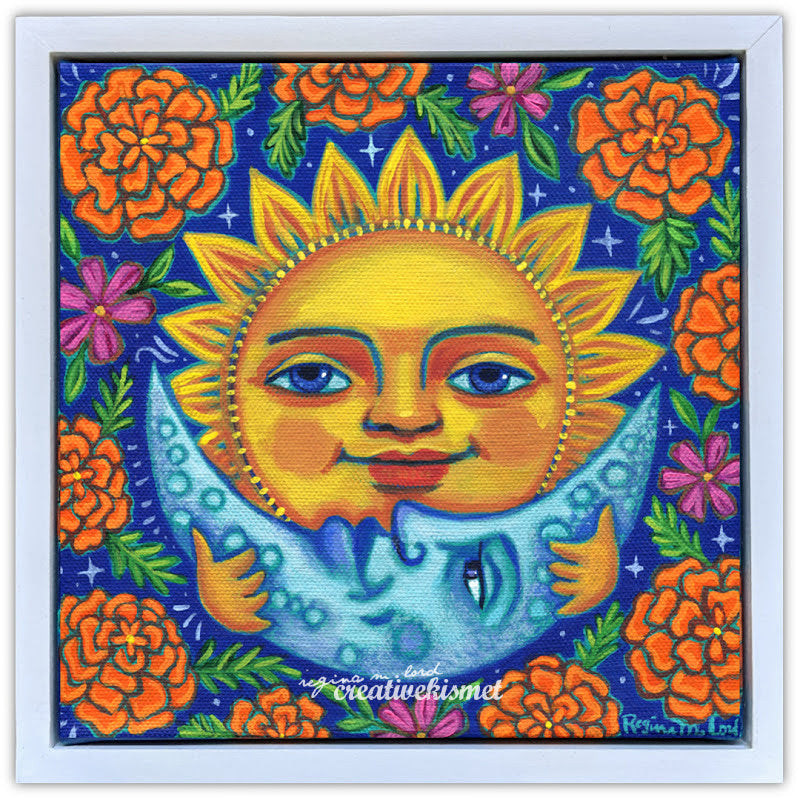 Cempasúchil Sun & Moon - 8 x 8 Original Artwork – Creative Kismet