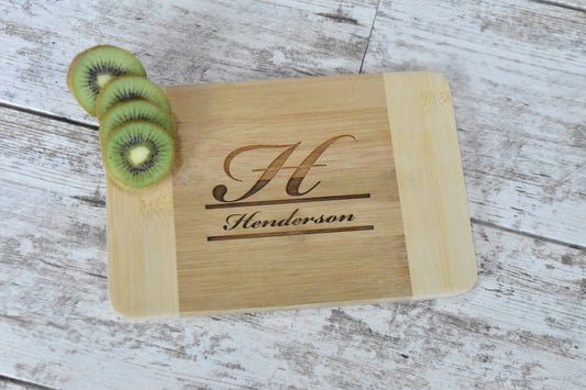 Family Monogram Custom Engraved Bamboo Cutting Board - Whitetail  Woodcrafters