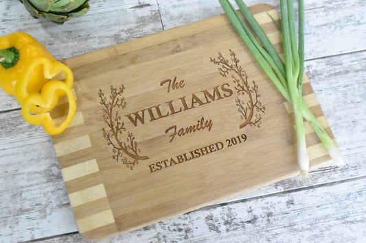 Personalized Extra Large Bamboo Cutting Board Monogram Letter in Circl –  Brew City Engraving