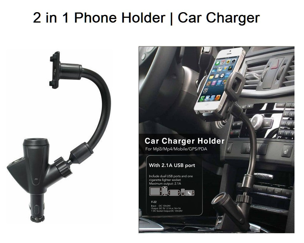 Universal in 1 Car Phone Holder Dual USB Car Charger for iphone – LAXGadgets.net