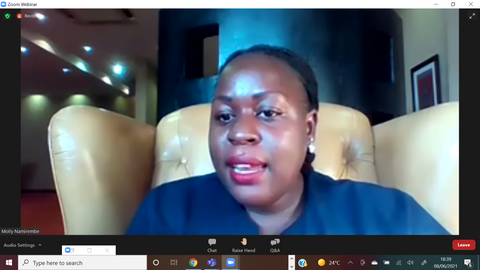 Molly Namirembe, anchor of the World Against Child Labour 2021 webinar