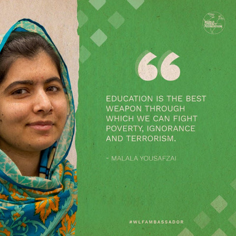 Malala Yousafzai quote for the World Literacy Ambassador Program 2021 with Sabeena Z Ahmed
