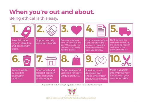 The Little Fair Trade Blog, Being Ethical is so easy when you're out and about poster, created by The Little Fair Trade Shop and the One Line Studio