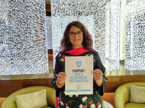 Sajidah Ali supporting Global Goal 6 Clean Water and Sanitation Dubai UAE with the Lilfairtrade Shop