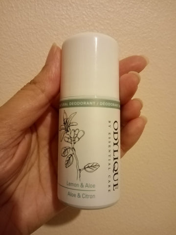 The Little Fair Trade Blog, Plastic Free July 21, Odylique deodorant in 100% recyclable packaging, with Sabeena Z Ahmed