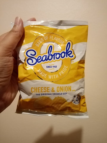 The Little Fair Trade Blog, Plastic Free July 21, Seabrook Crisps non recyclable crisp packets with Sabeena Z Ahmed