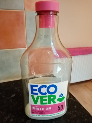 The Little Fair Trade Blog, Plastic Free July 21, Ecover fabric softener refillable where available, with Sabeena Z Ahmed