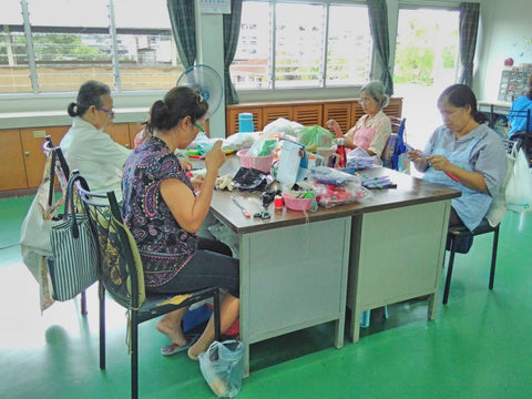 Ladies making children's toys at the Good Shepherd Sisters, Fatima Centre Bangkok Thailand visited by Sabeena Ahmed June 2018