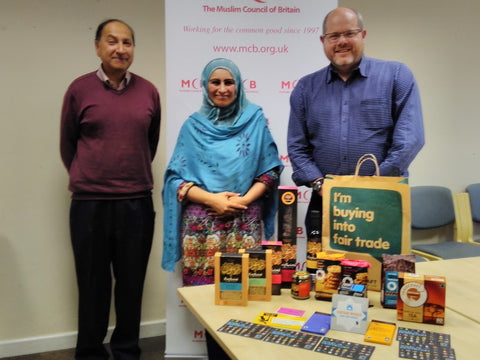 Sabeena Ahmed of The Little Fair Trade Shop and Alistair Menzies Traidcraft meeting with Dr Jamil Sherif and Mrs Nasima Begum at The Muslim Council of Britain, London 10th November 2016