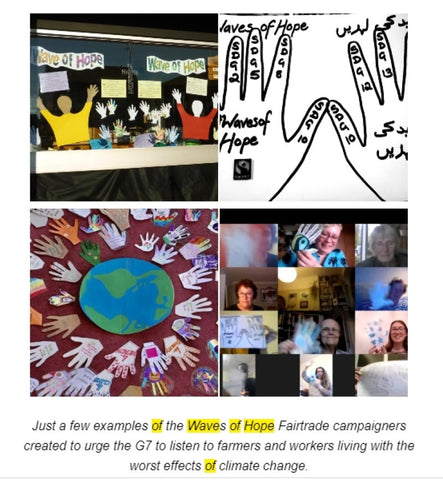 The Little Fair Trade Blog, Fair Trade Ethical Living, #WaveofHope Fairtrade Foundation newsletter June 2021 featuring my hands in English and Urdu Sabeena Ahmed