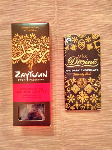 Zaytoun Fairtrade Palestinian Dates and Divine Chocolate 