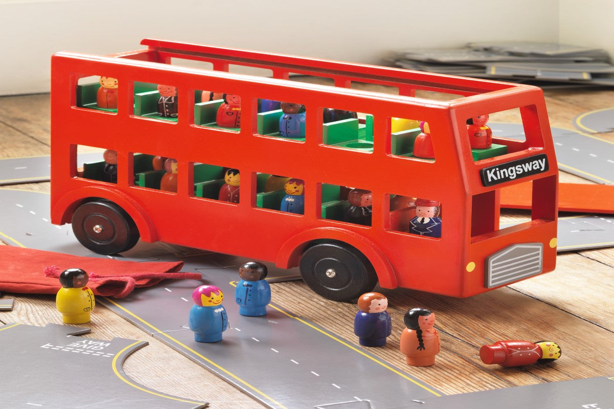 wooden double decker bus toy