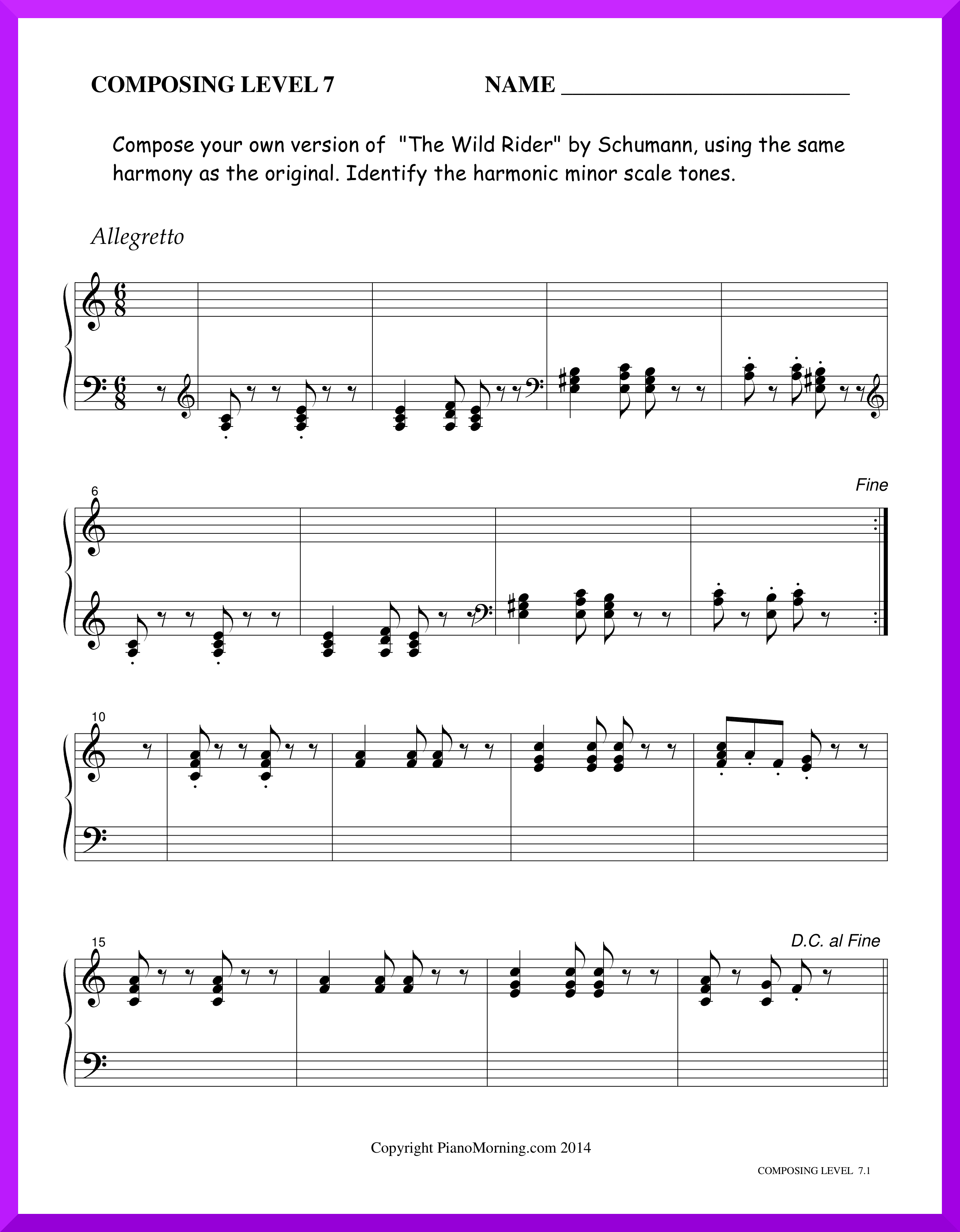 Level 7 Theory Composing Schumann Composing