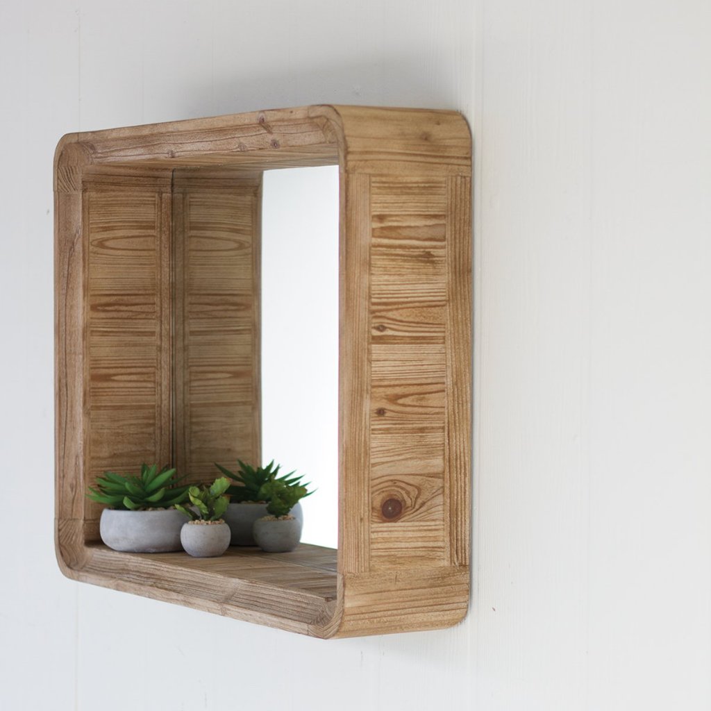 Wooden Shadow Box Mirror - Wall Decor 