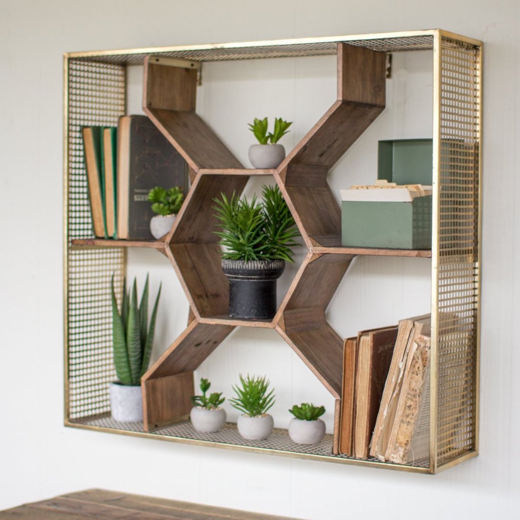 Wooden Honey Comb Shelf - Wall Decor - Delirious by Design