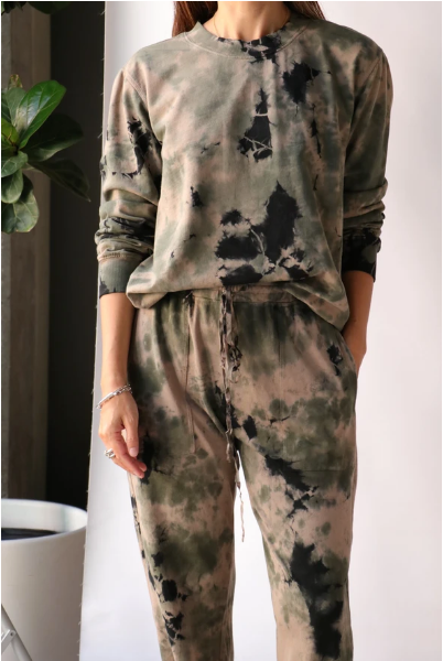 Raquel Allegra Basic Tee Army Camo Tie Dye