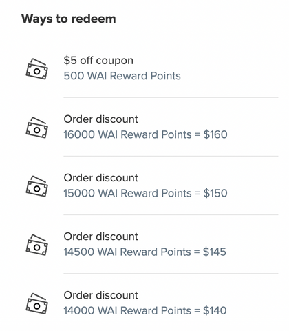 WAI REWARDS-Ways to Redeem