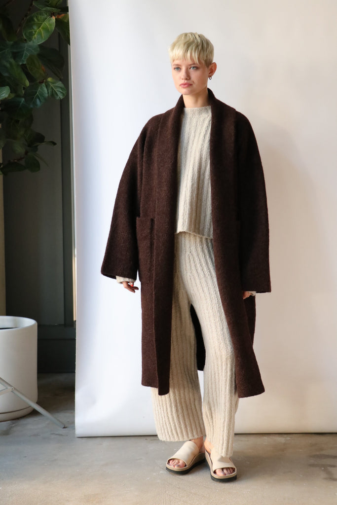 Lauren Manoogian Double Face Long Coat in Soil | WE ARE ICONIC