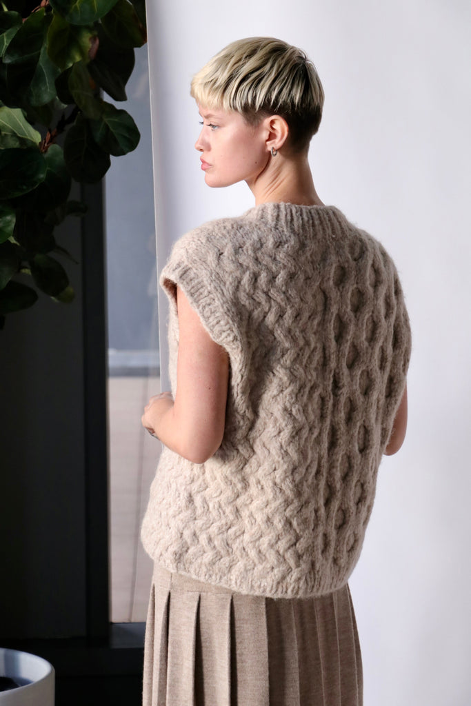 Lauren Manoogian Hand knit Aran Vest in Aspen | WE ARE ICONIC