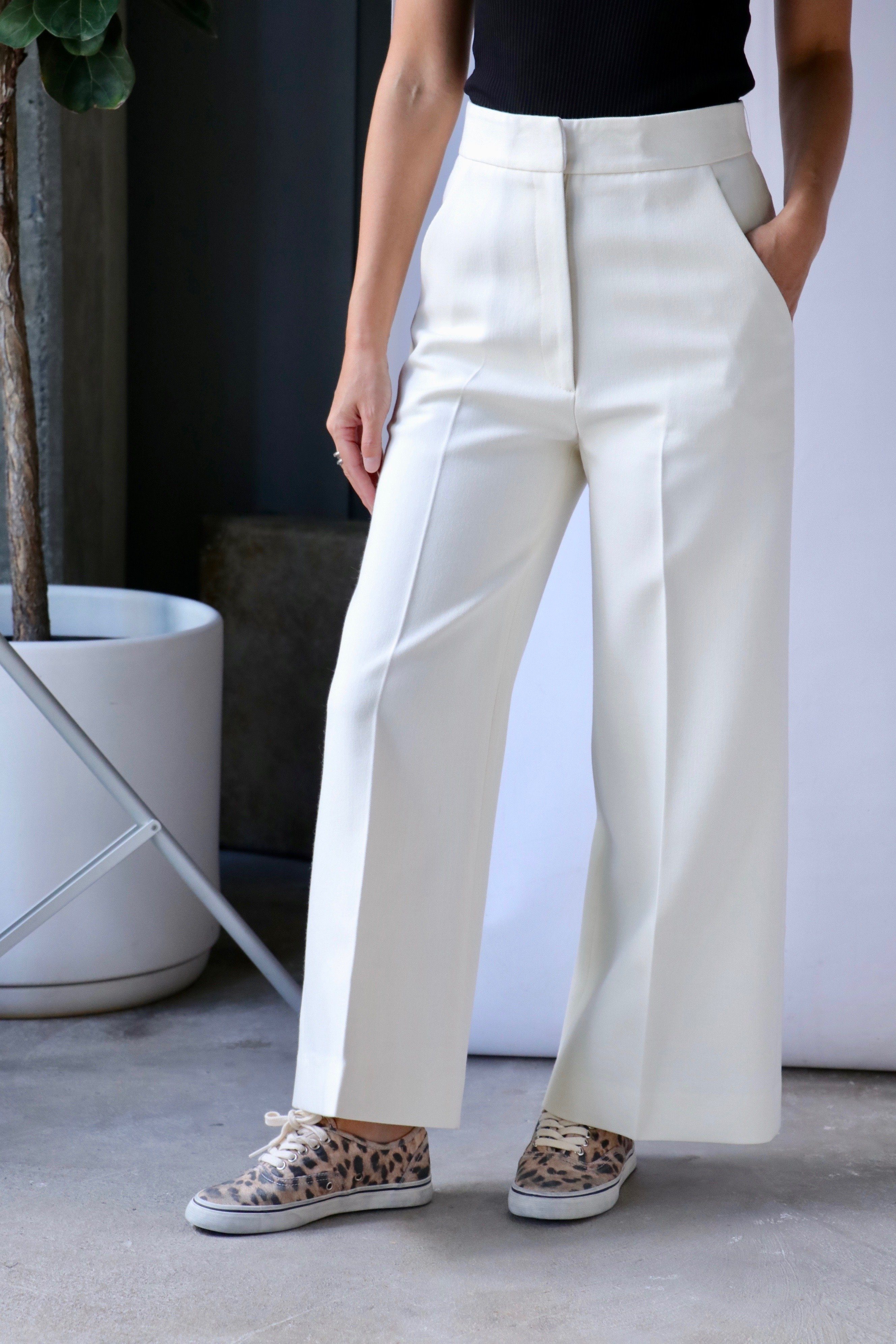 Smythe Wide Leg Culotte in Ivory Twill