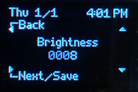 menu setting brightness level screen