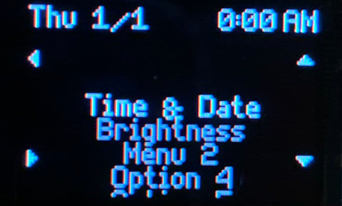 menu time and date screen