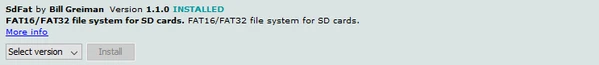 sdfat arduino library manager screenshot