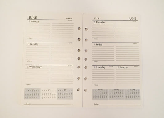 Monthly/Weekly 5-1/2 x 8-1/2 7-Hole Planner Refill : MP58P7