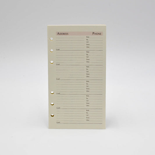 Address / Telephone 3-1/8 x 5 6-Hole Sheets: MA35P6 – Refill Services