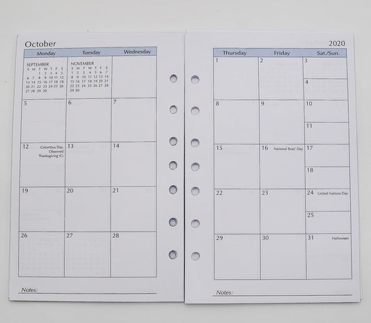 Monthly/Weekly Planner Refill 6-hole 3-3/4 x 6-3/4 : MP46P6 - REFILL  SERVICES – Refill Services