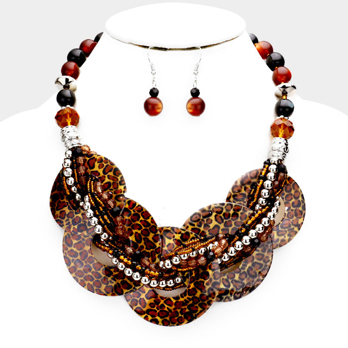 Leopard twisted beaded Necklace Set
