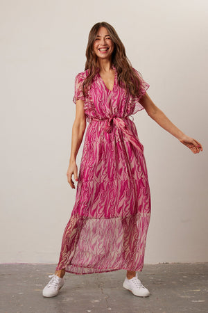 Gestreept Belastingbetaler Plaats POM Amsterdam Marmer Mix Fuchsia Pink Maxi Dress – The Bias Cut