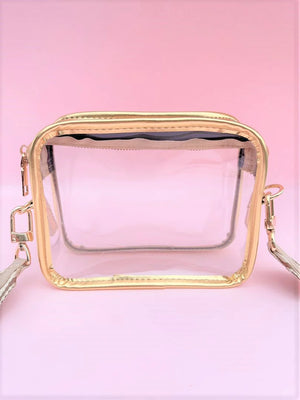 Clear Stadium Bag with Gold Trim - Two Tulips Boutique