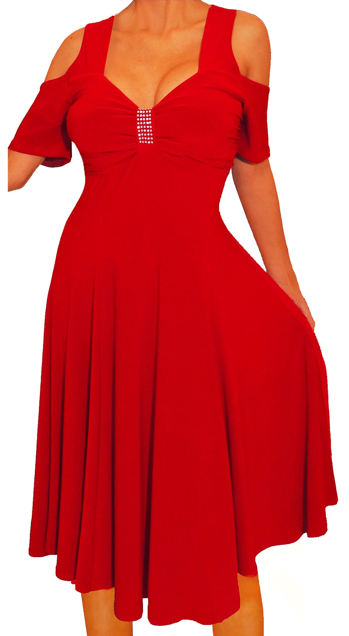 Funfash Plus Size Women Open Cold Shoulders Red Cocktail Dress New Mad Funfash 2072