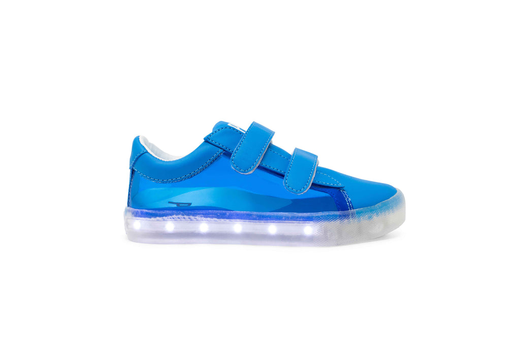 clear blue shoes