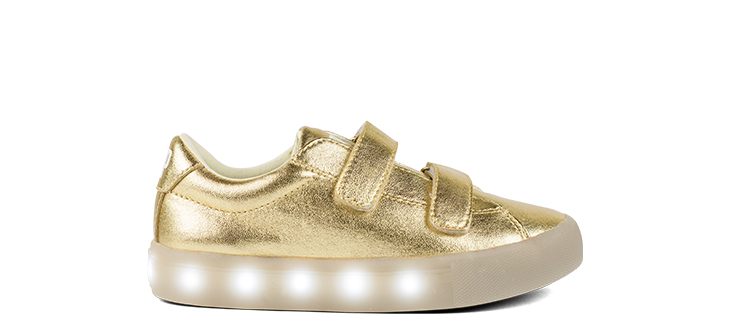 gold velcro sneakers