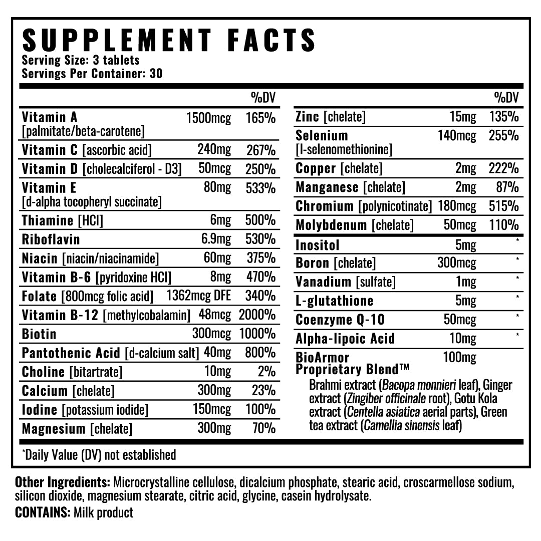 High Performance Multi-Vitamin Supplement Facts