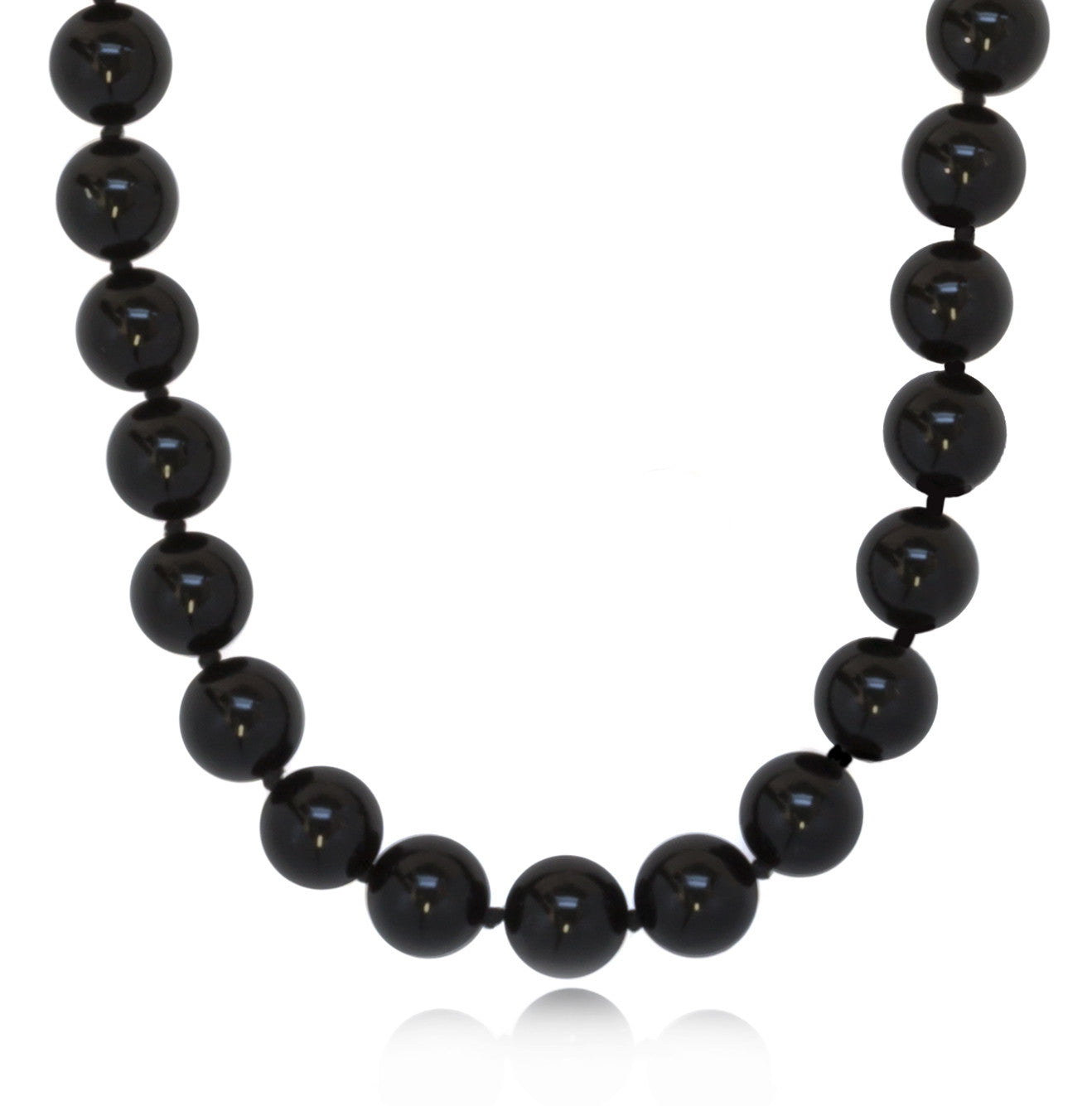 8mm Black Onyx Beaded Necklace with 925 Sterling Silver Clasp – ISAAC ...