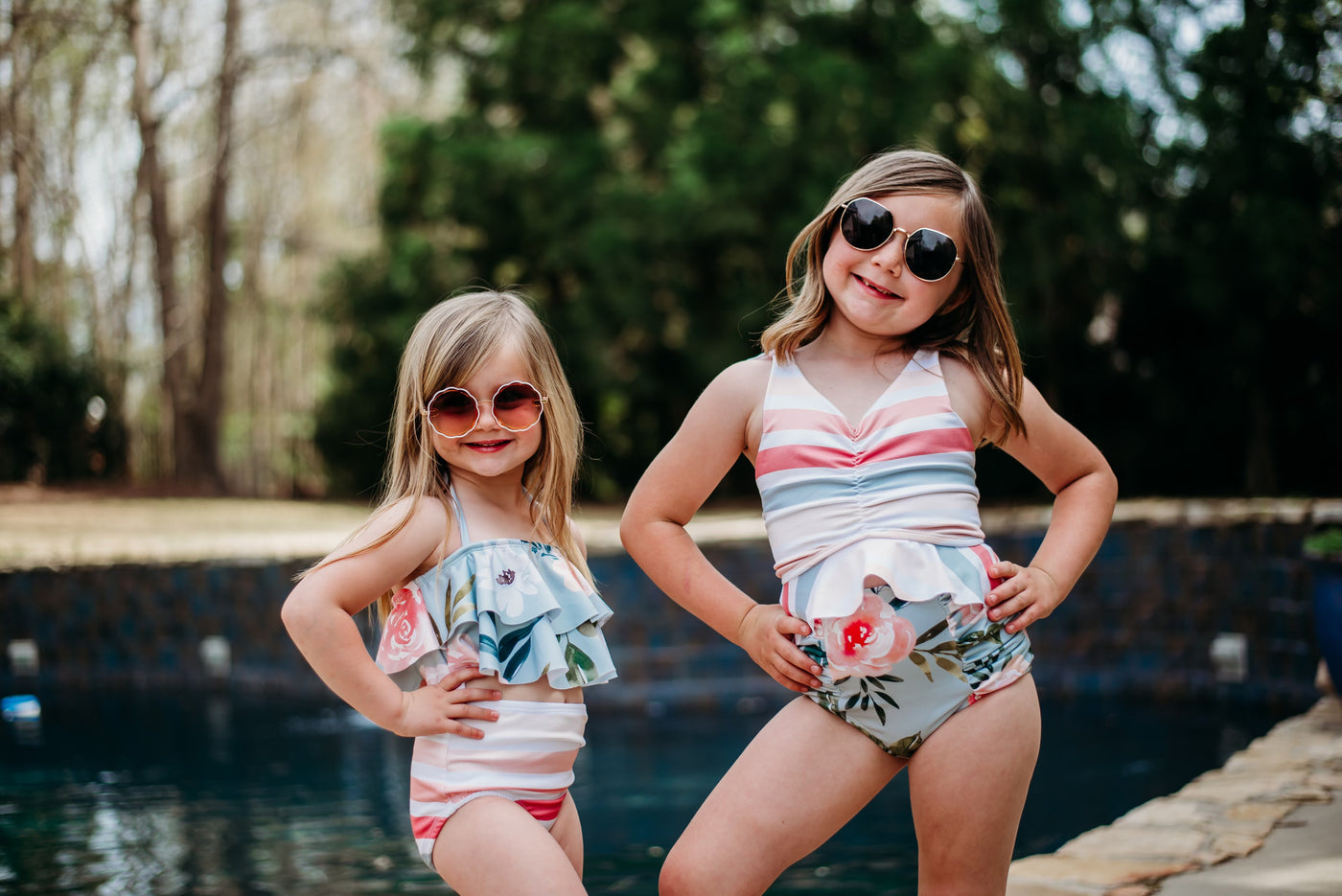 Sirena Swim Set- Spring Stripes - high quality handmade kids clothes - Brooklynn & Grey