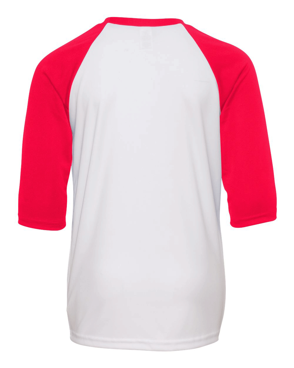 white baseball shirt with red sleeves