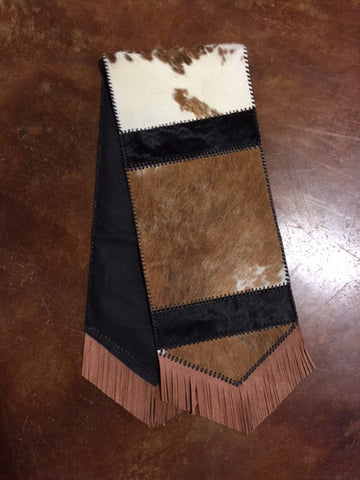 Plain Laced Cowhide Table Runner Rnd Rustics