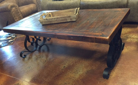 iron and wood coffee table set