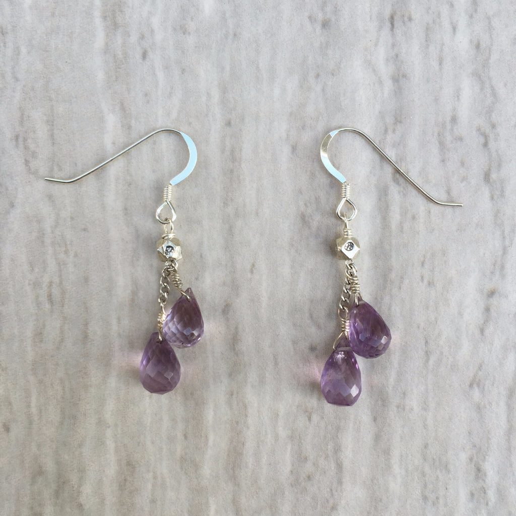 Dangling Amethyst Briolette Cut Earrings E-16 – Swamis & Co. Handmade ...