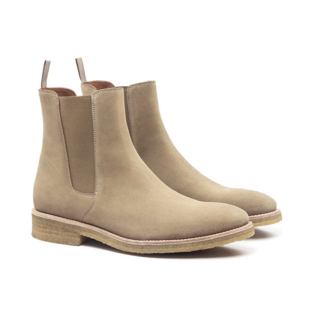 THE TAUPE CREPE CHELSEA BOOTS | ORO Los Angeles