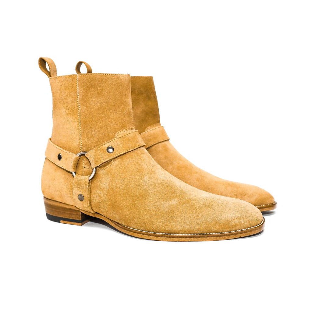 mens suede harness boots