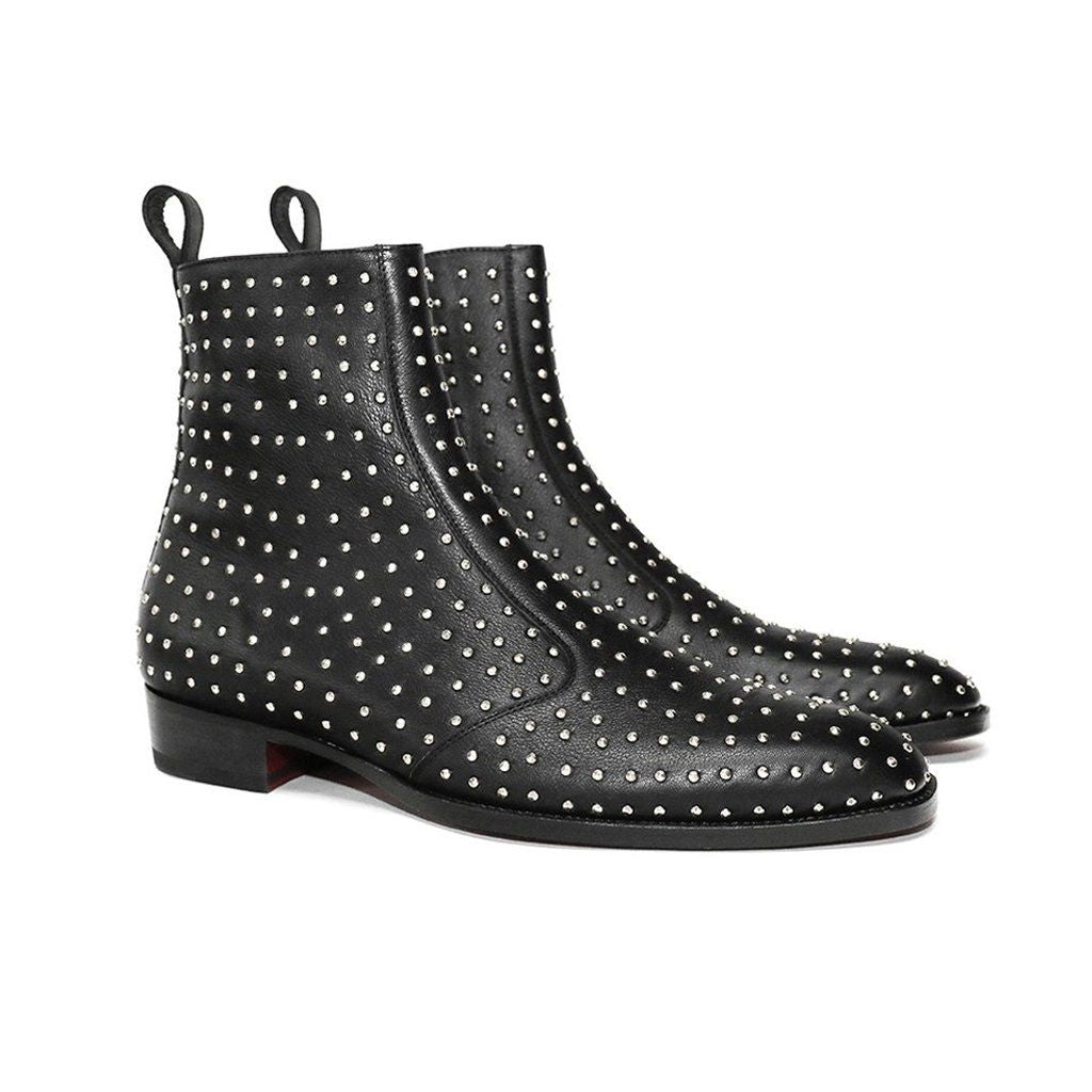 black chelsea boots with studs